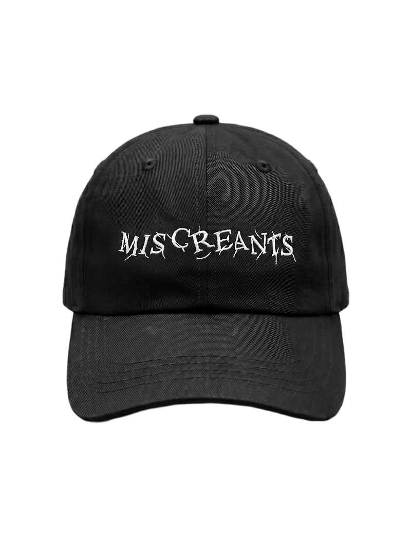 CAPTCHA v1 Hat - Black embroidered cap from Miscreants — front view