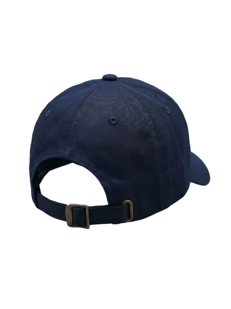 Online Hat - Navy embroidered cap from Miscreants — back view with snap closure
