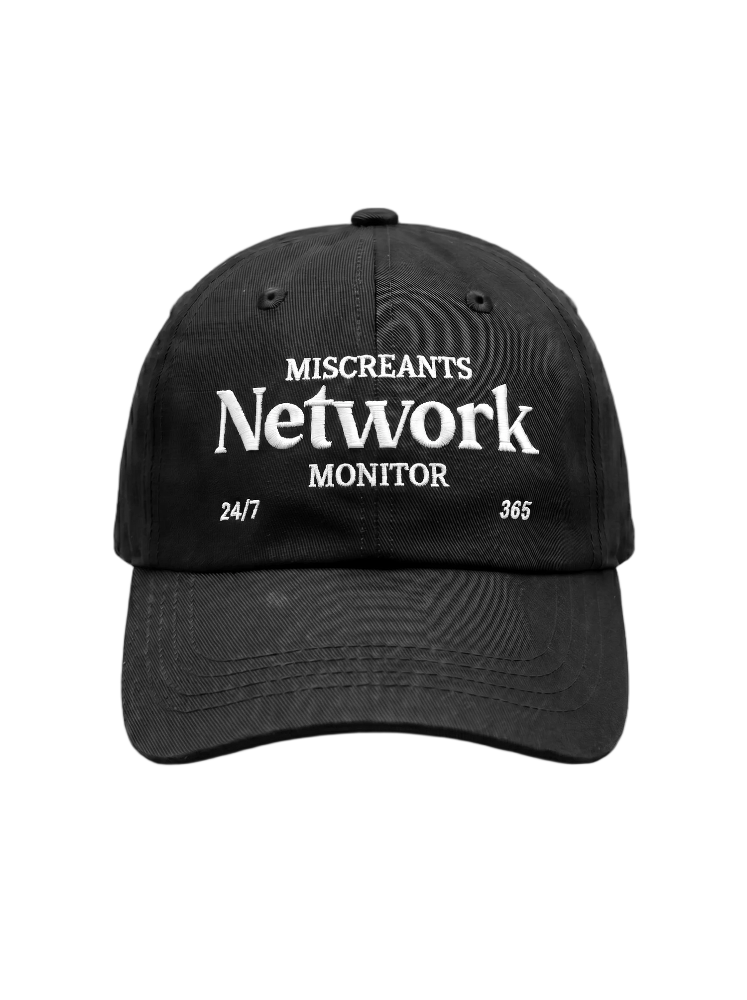 NetMon Hat - Black embroidered cap from Miscreants — front view