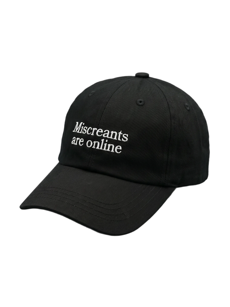 Online Hat - Black embroidered cap from Miscreants — embroidery detail
