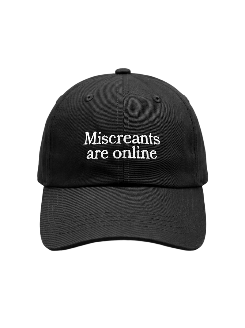 Online Hat - Black embroidered cap from Miscreants — front view