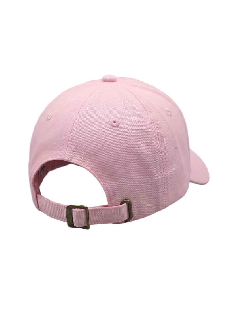 Online Hat - Pink embroidered cap from Miscreants — back view with snap closure