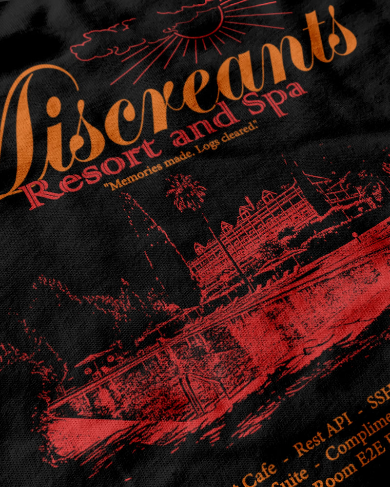 Resort & Spa T-Shirt from Miscreants — close-up of print