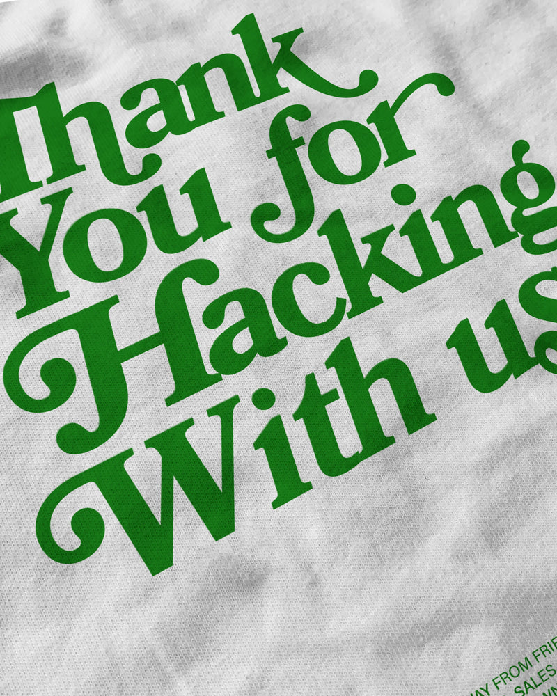 TY for Hacking With Us v1 T-Shirt from Miscreants — close-up of print