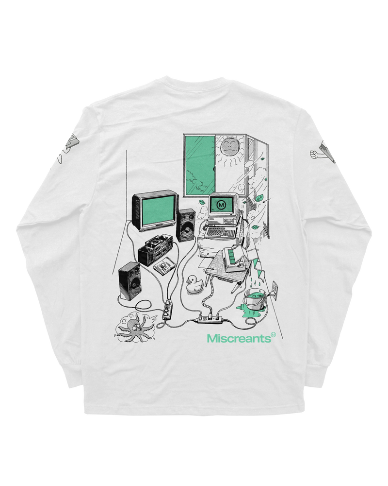 Domain Longsleeve from Miscreants, back view of wraparound print