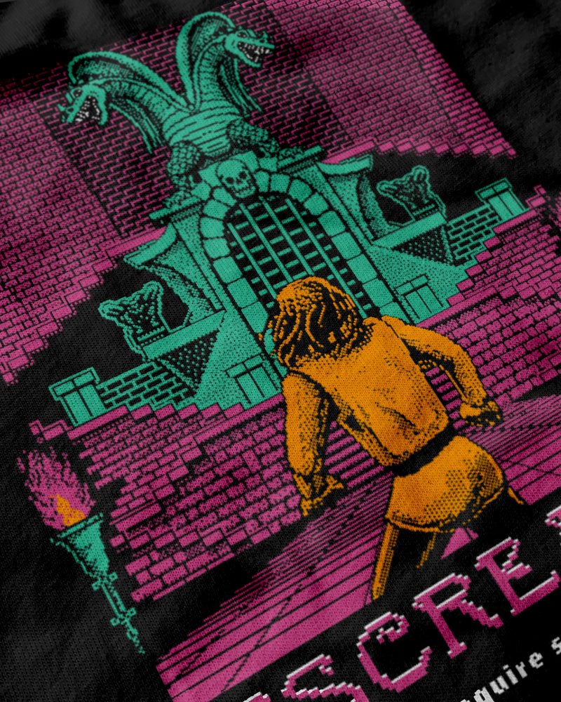 Dungeon Crawler T-Shirt from Miscreants — close-up of print