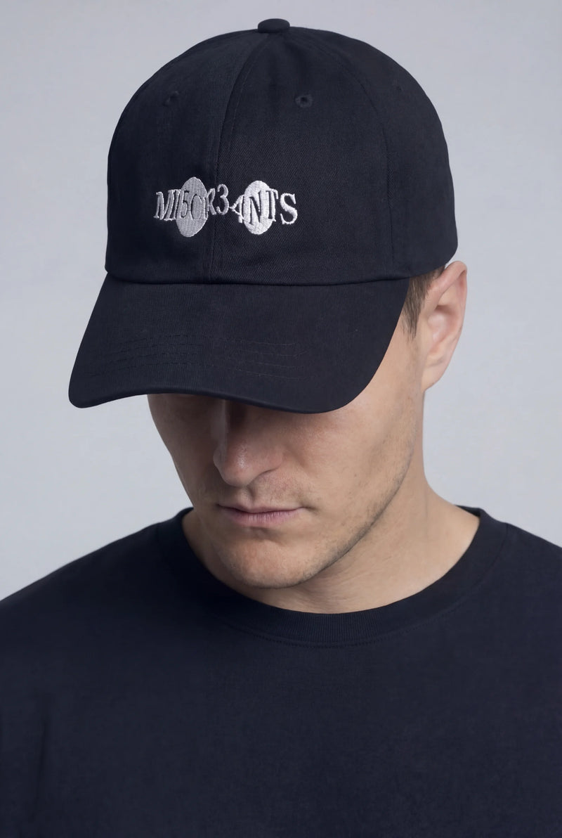 CAPTCHA v2 Hat - Black embroidered cap from Miscreants — angled view