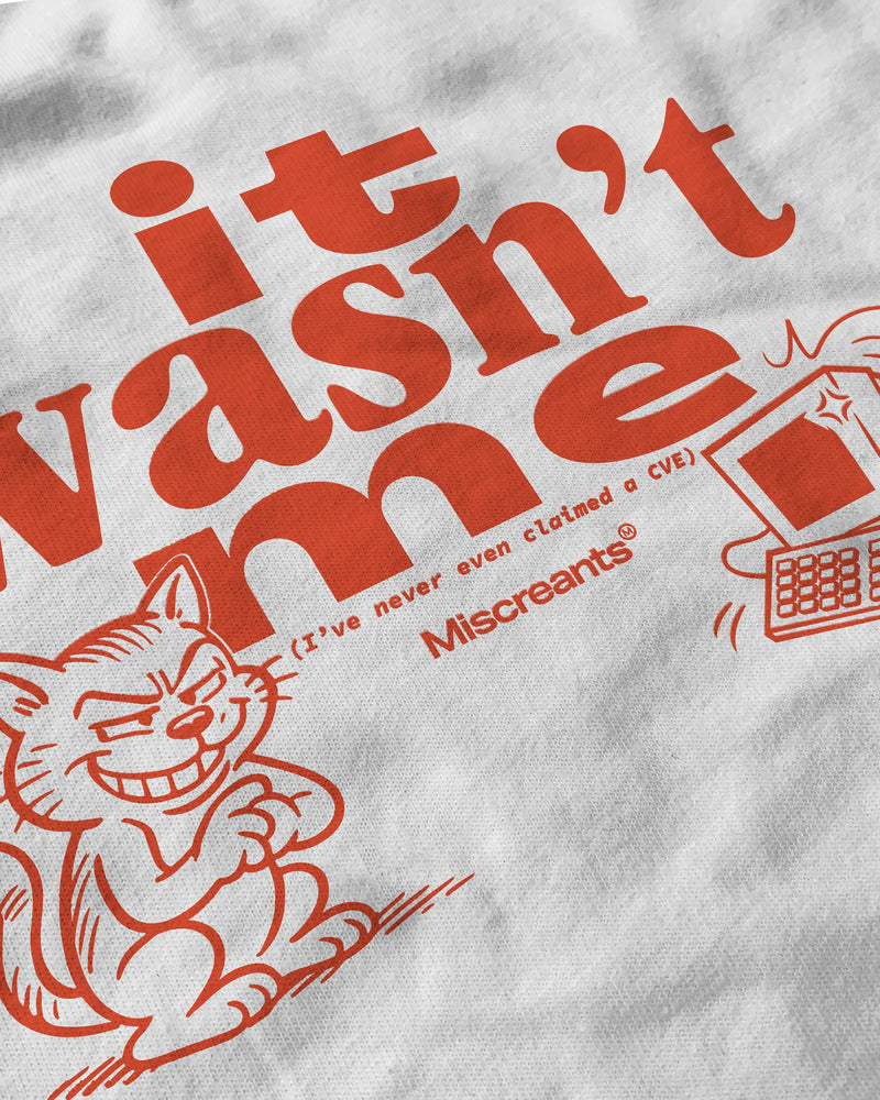 It Wasn't Me T-Shirt from Miscreants — close-up of print