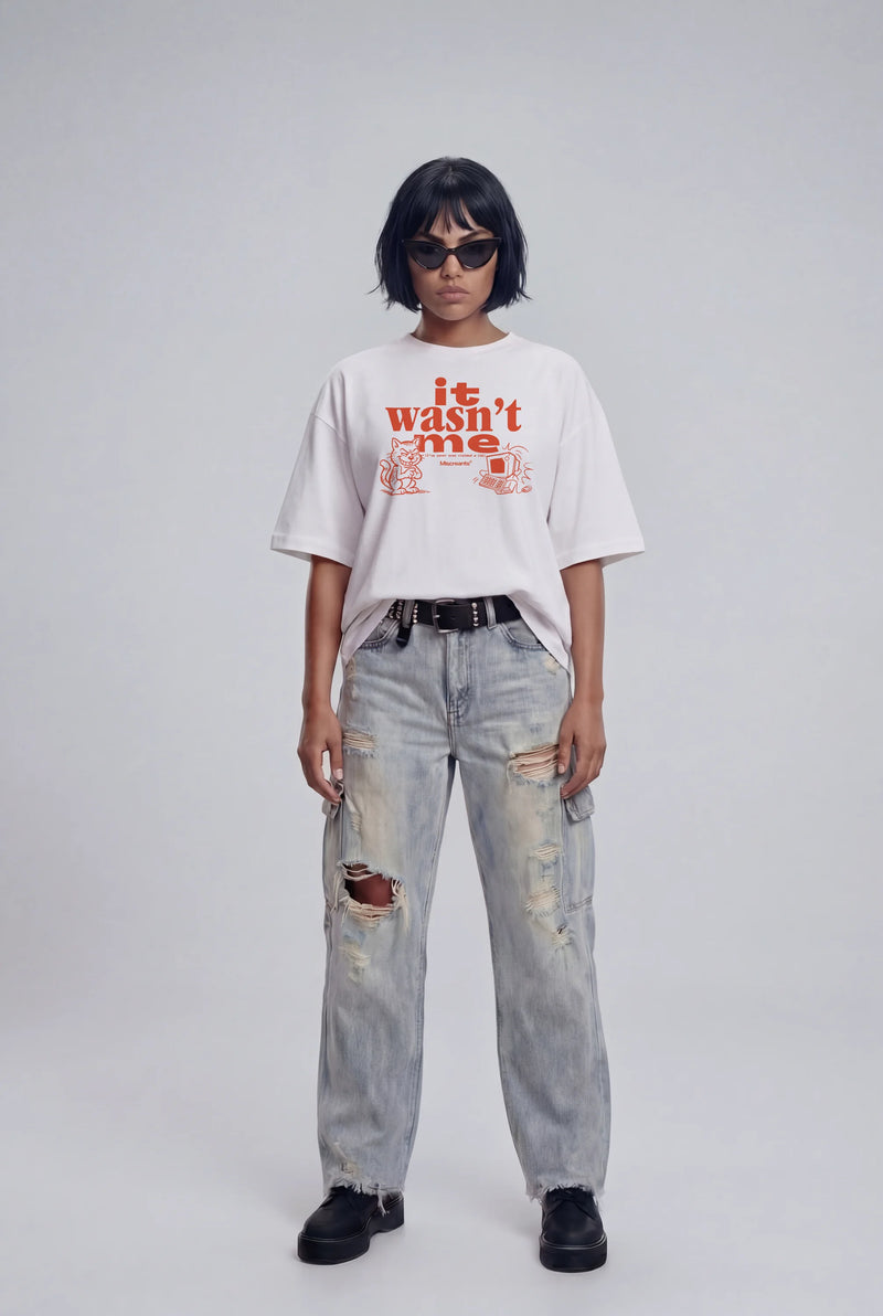 Model wearing the It Wasn't Me T-Shirt from Miscreants