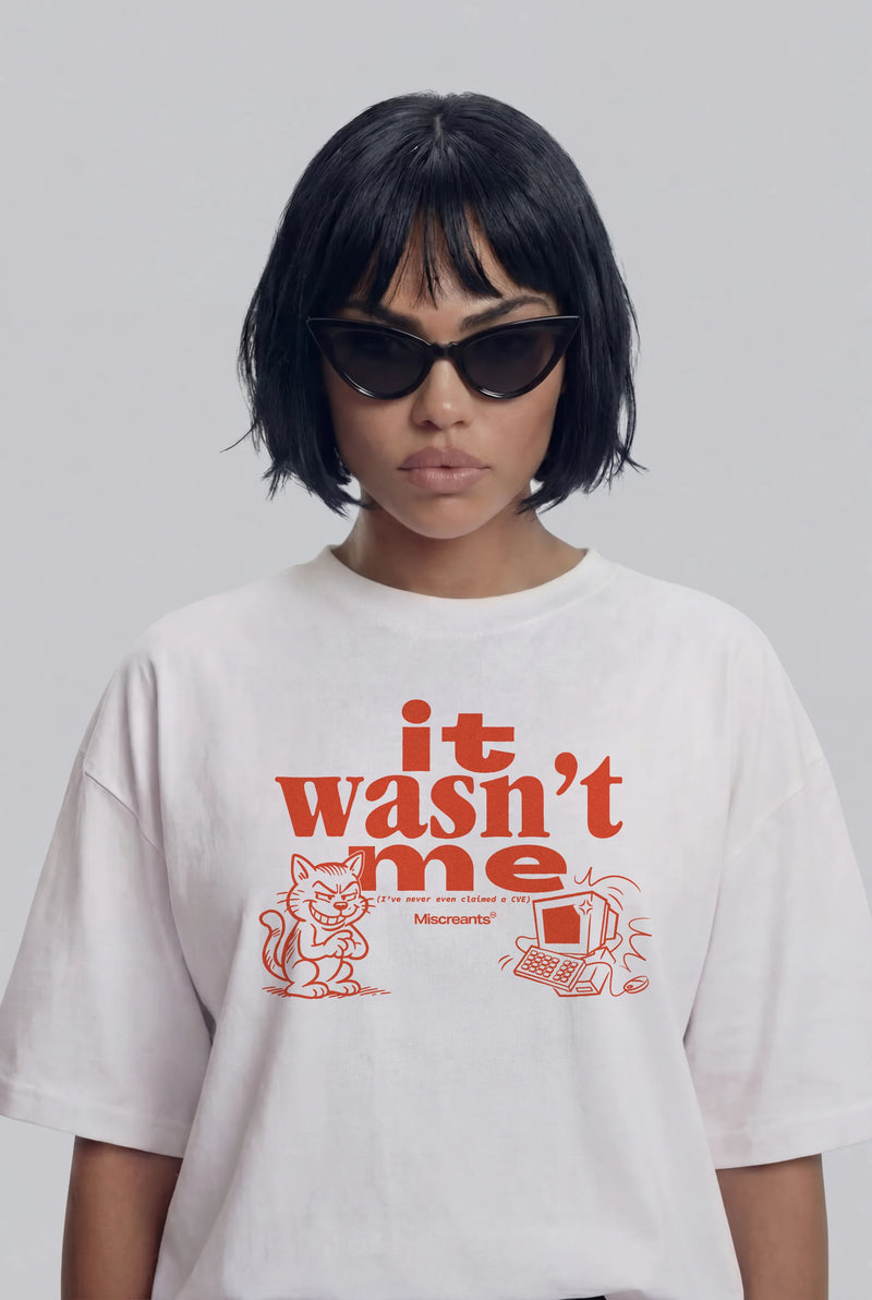 Model wearing the It Wasn't Me T-Shirt from Miscreants