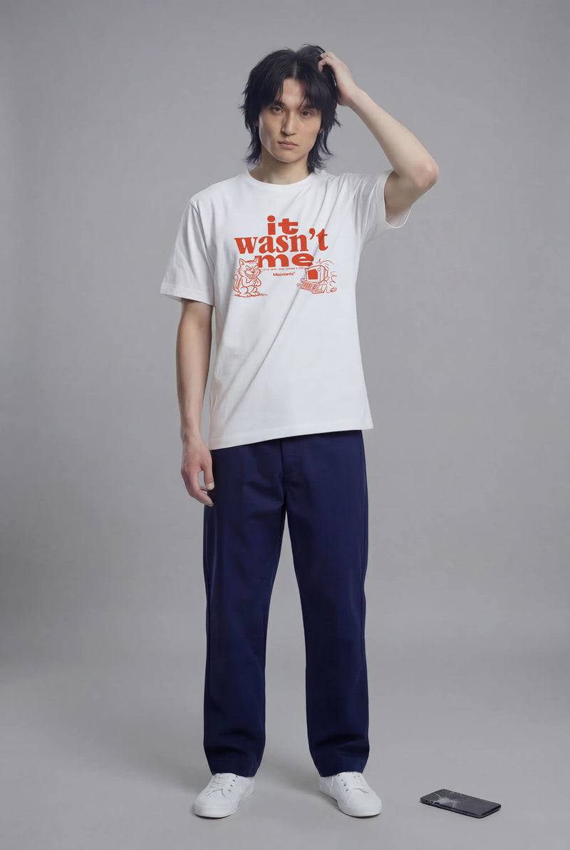 Model wearing the It Wasn't Me T-Shirt from Miscreants