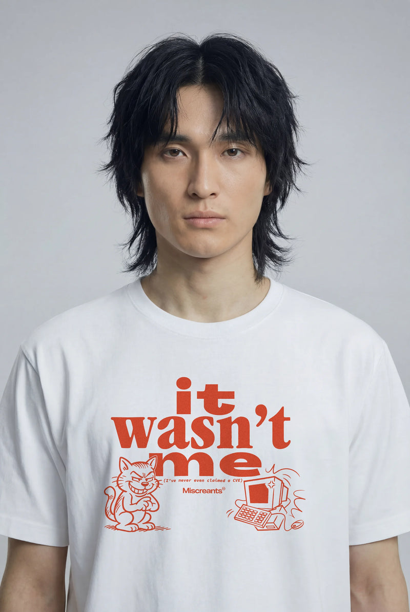Model wearing the It Wasn't Me T-Shirt from Miscreants