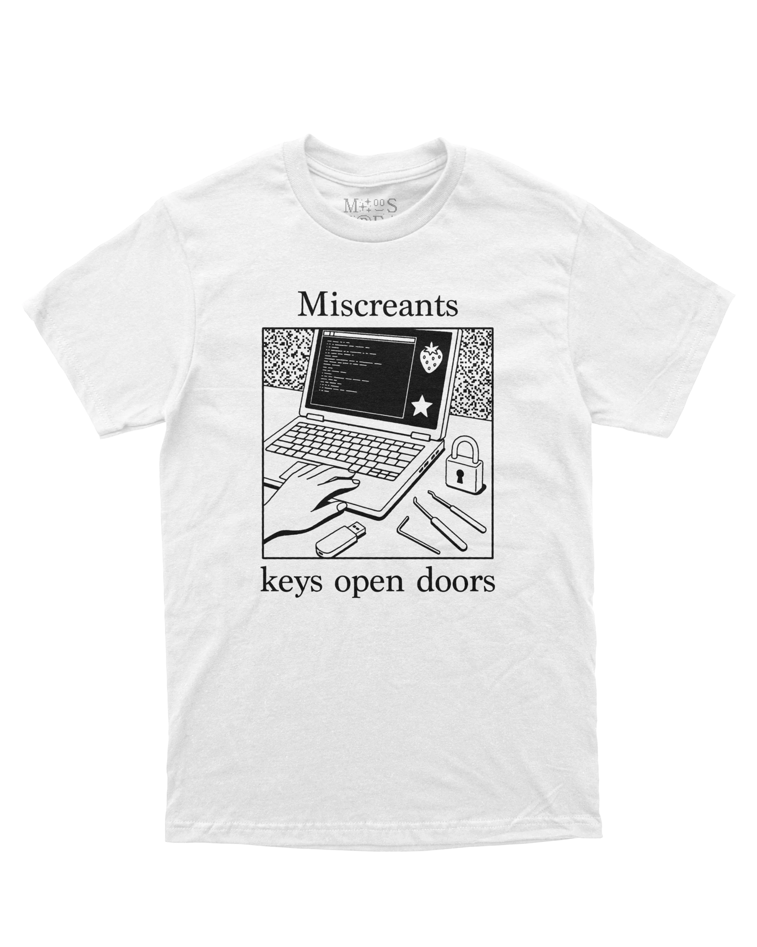 Keys Open Doors T-Shirt from Miscreants — front view of print