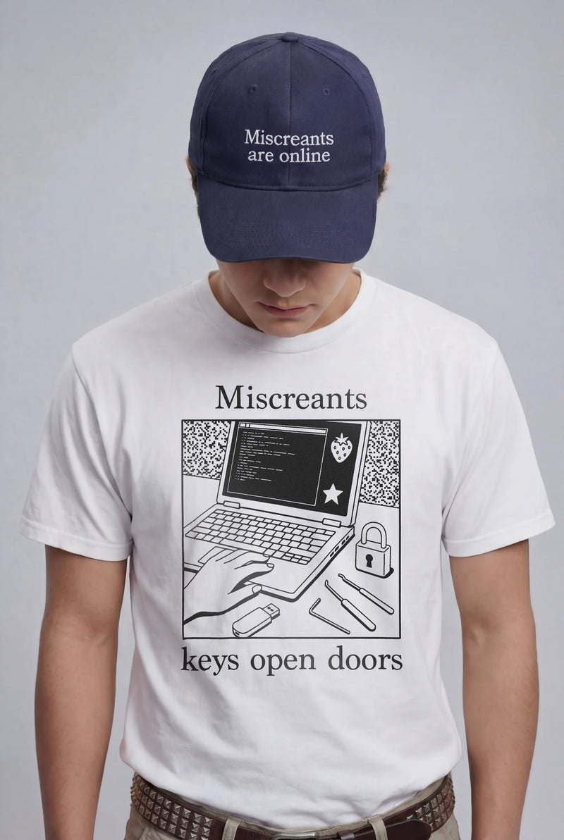 Model wearing the Keys Open Doors T-Shirt from Miscreants