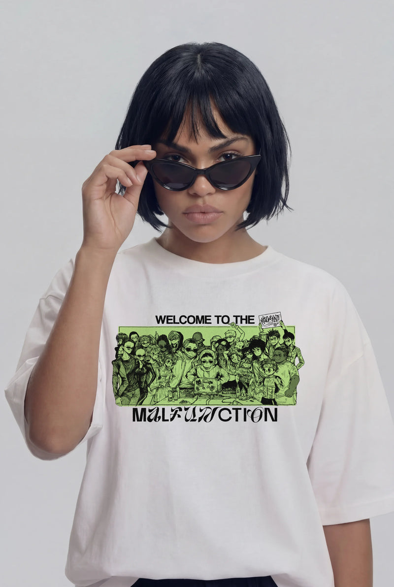Model wearing the Malfunction T-Shirt - White from Miscreants