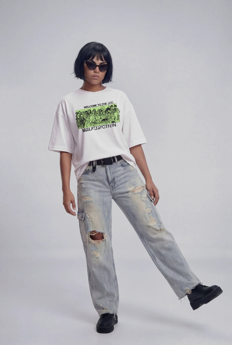 Model wearing the Malfunction T-Shirt - White from Miscreants