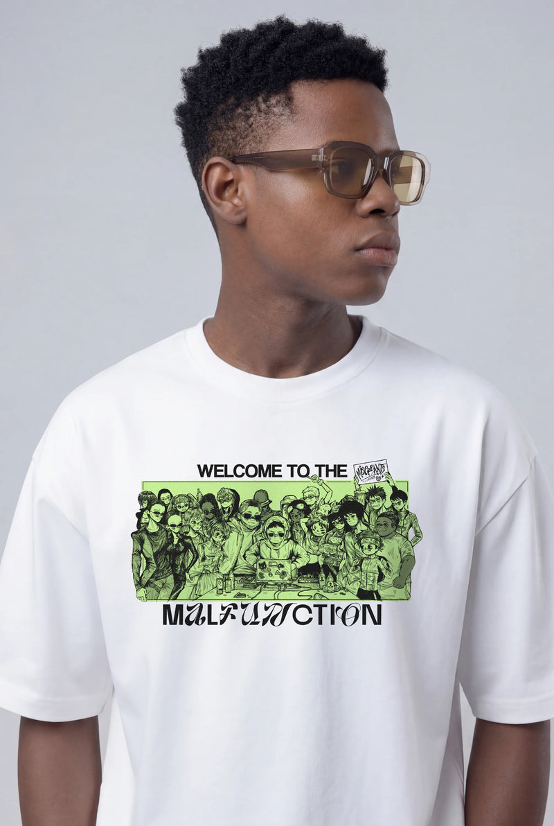 Model wearing the Malfunction T-Shirt - White from Miscreants