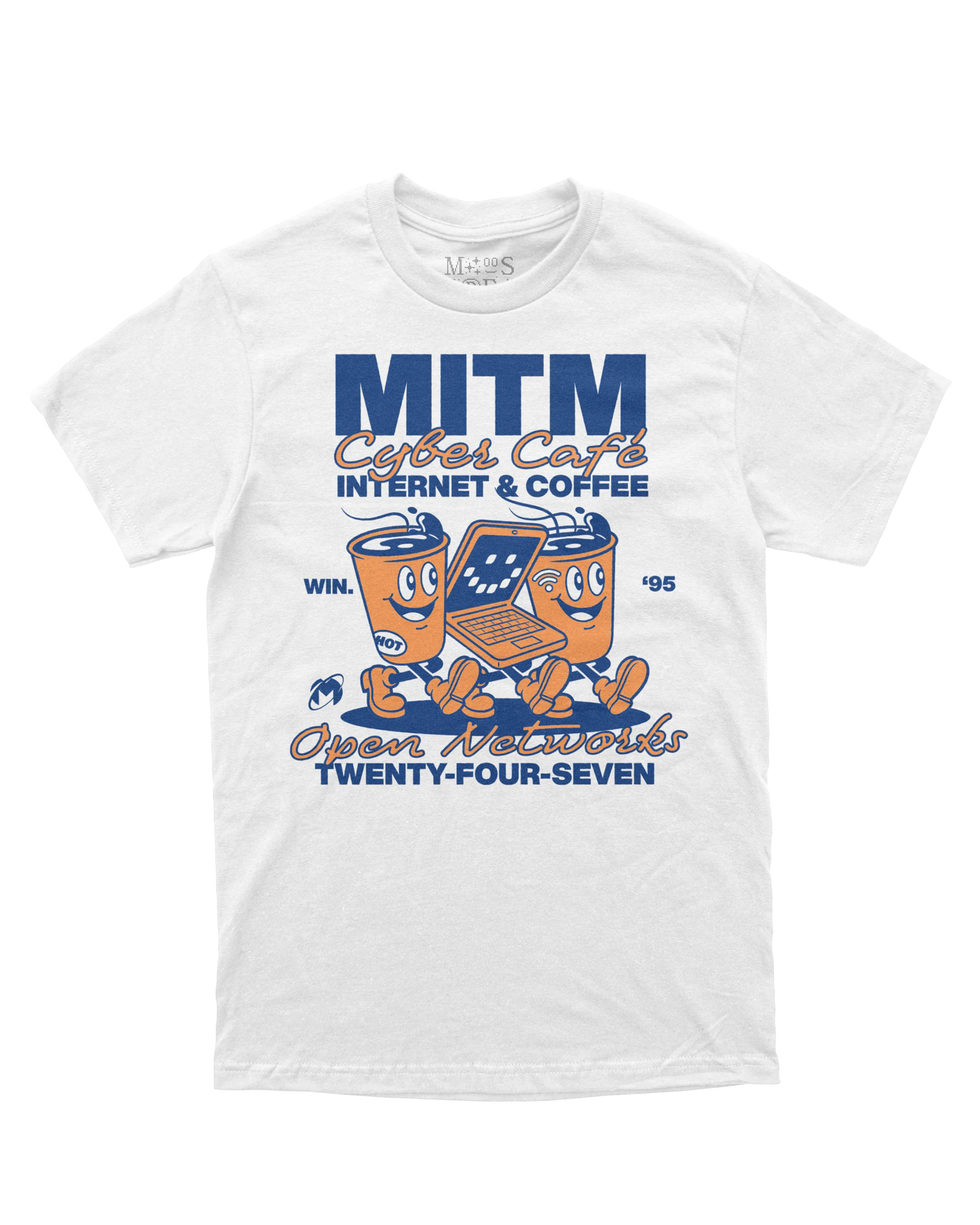 MiTM Cyber Cafe T-Shirt from Miscreants — front view of print