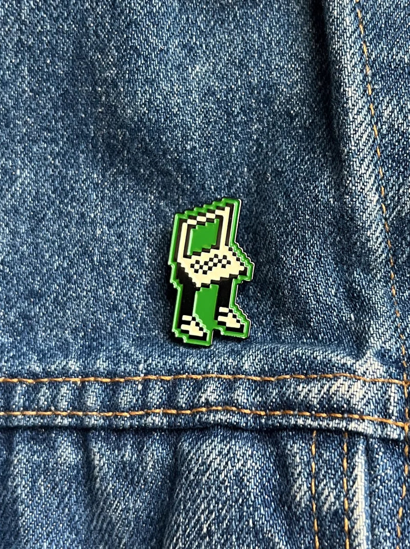 Laptop Kid Enamel Pin from Miscreants — pin reverse and clutch backing