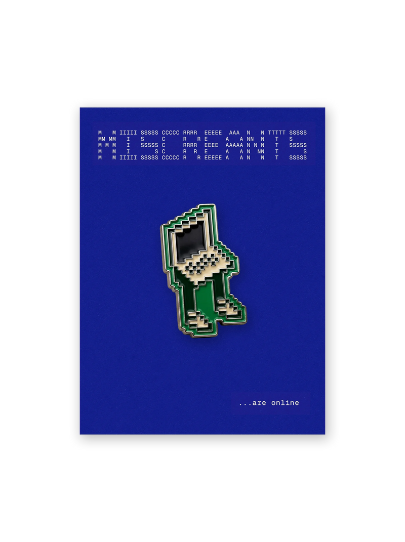 Laptop Kid Enamel Pin from Miscreants — soft enamel pin, front view