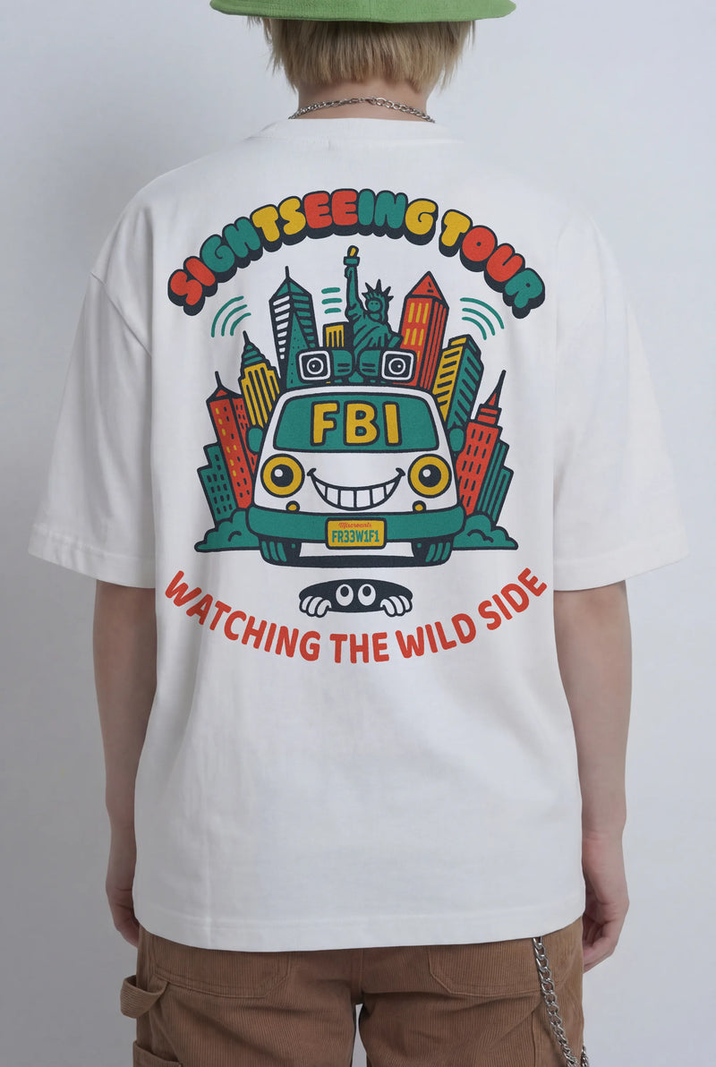 Model wearing the Sightseeing Tour T-Shirt from Miscreants
