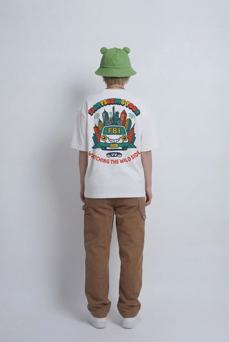 Model wearing the Sightseeing Tour T-Shirt from Miscreants